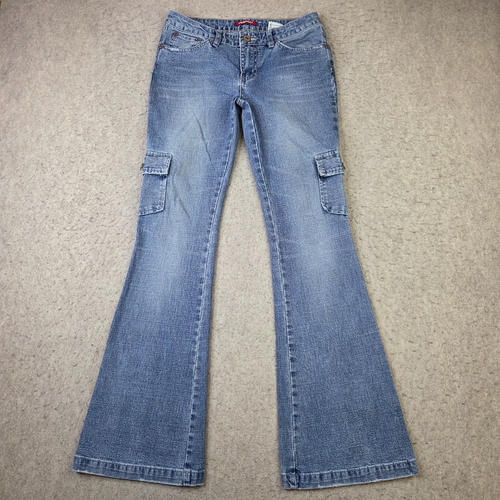 Union Bay Womens Jeans 7 Low Rise Denim Stretch Distressed Y2K Cargo